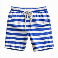 Blue and White Striped Swim Shorts Isolated on Transparent Background