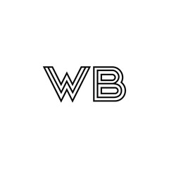 WB monogram logo design letter text name symbol monochrome logotype alphabet character simple logo