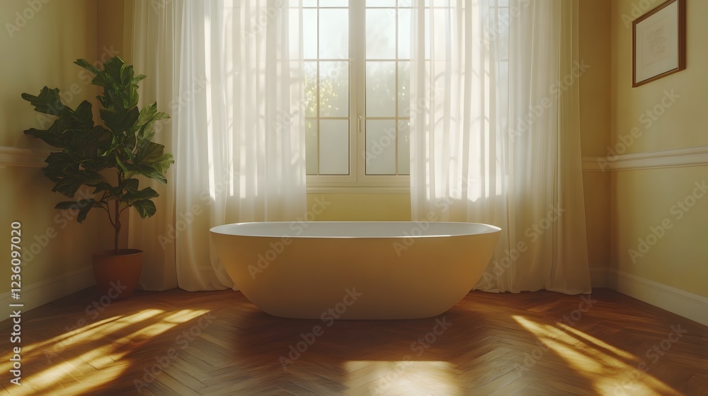 Poster cozy bathroom interior a poster frame mockup captured from a diagonal angle showcasing the bathtub a
