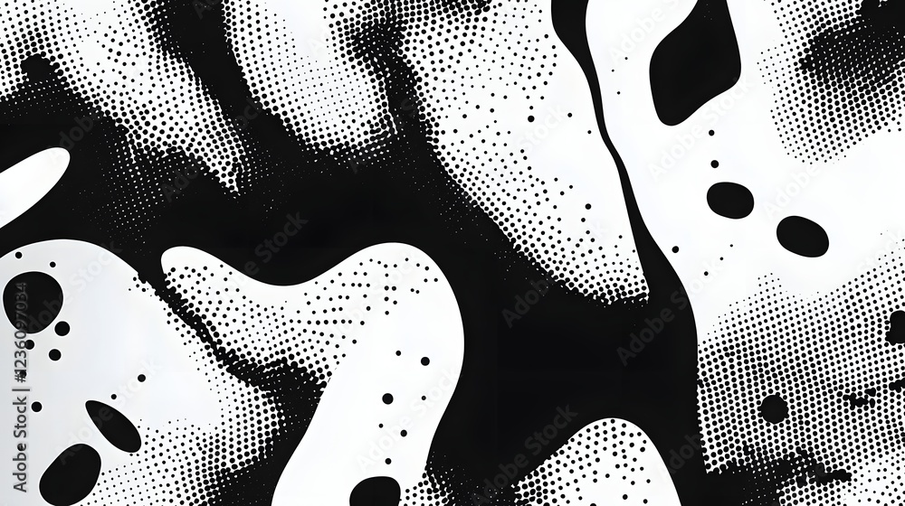 Poster A visually striking and captivating abstract background featuring a dynamic modern graphic pattern with fluid organic shapes bold contrasting textures and a minimalist monochrome color palette