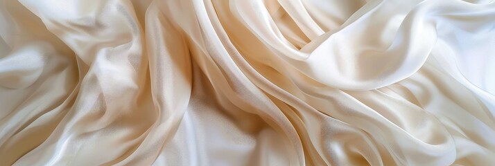 Obraz premium Luxurious Cream Silk Fabric Draped Elegantly