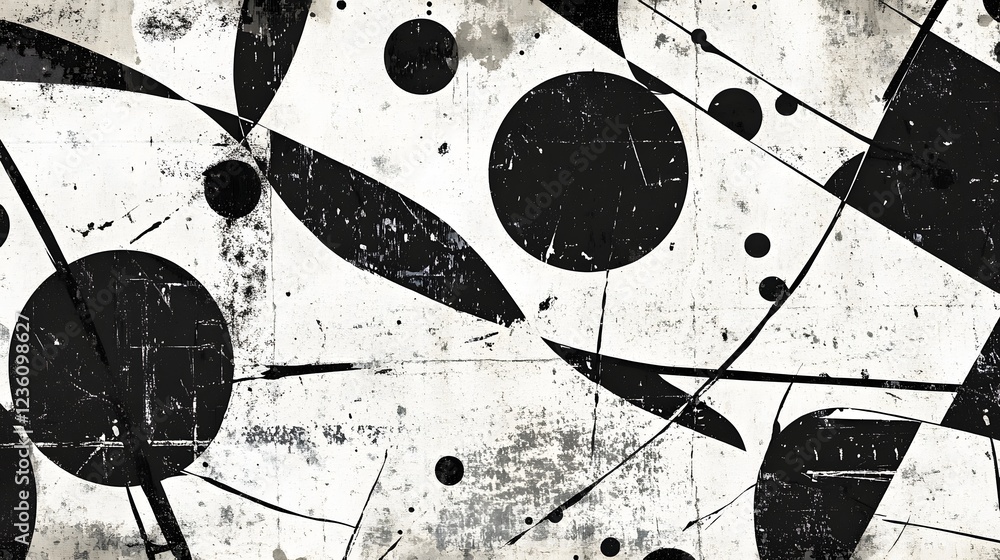 Leinwandbilder abstract background with a dynamic composition of contrasting black and white geometric shapes lines