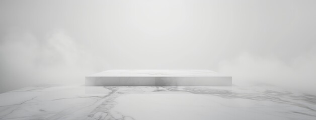Obraz premium Minimalist Marble Platform with Misty Backdrop