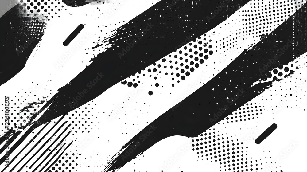 Fototapete abstract black and white geometric background with dynamic lines shapes dots and textures minimalist