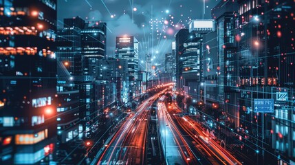 Fototapeta premium Futuristic Urban Night Cityscape