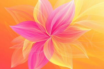 Fototapeta premium Vibrant abstract floral design with pink and yellow hues, perfect for backgrounds, fashion, and modern decor, showcasing elegance and creativity