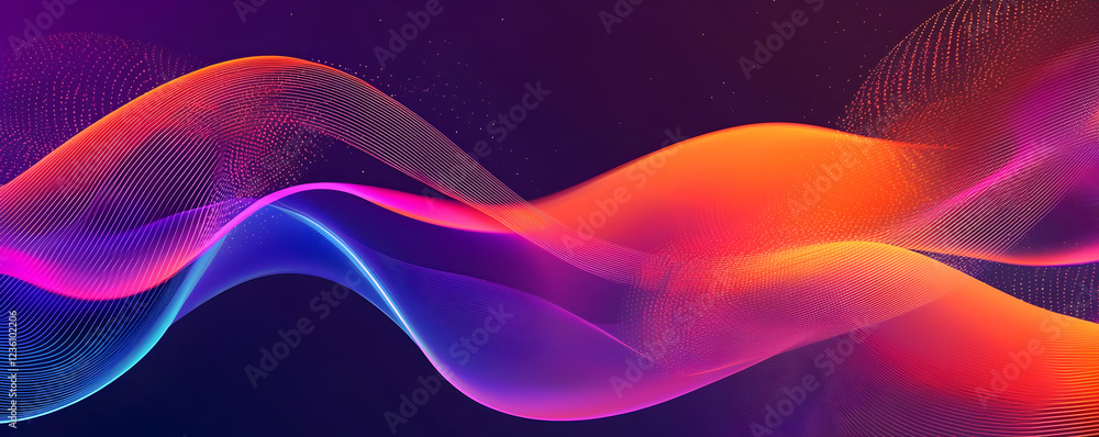 Poster abstract wave patterns in vibrant colors creating a dynamic visual experience