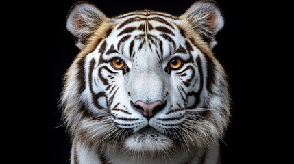Fototapeta premium White tiger portrait, studio, black background, wildlife