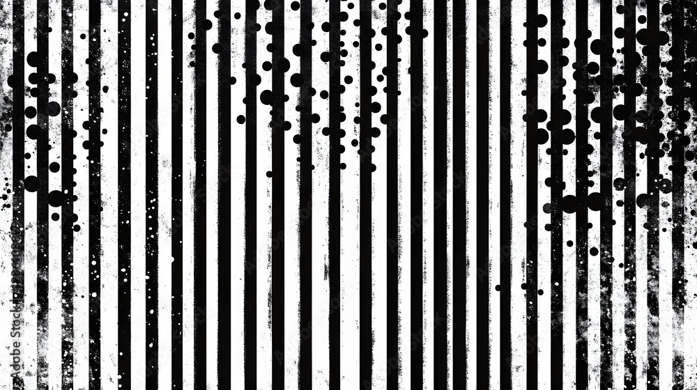 Aufkleber Abstract minimalist black and white striped digital art background with gradient and glitch effect  Sleek contemporary