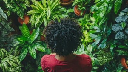 A person tending to a lush home garden or indoor plants, reflecting the growing interest in gardening and sustainable living 