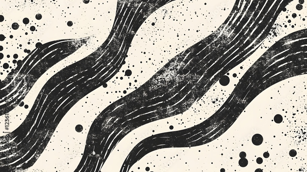 Aufkleber Abstract monochrome background with dynamic fluid wave like patterns and chaotic lines in motion creating a captivating visual design for a backdrop