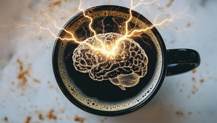 Naklejka premium Energizing Mind: Coffee and Brainpower Fusion