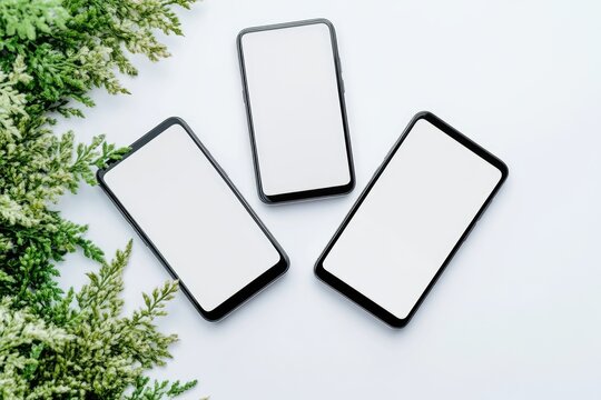Three smartphones in a row with a minimalist design