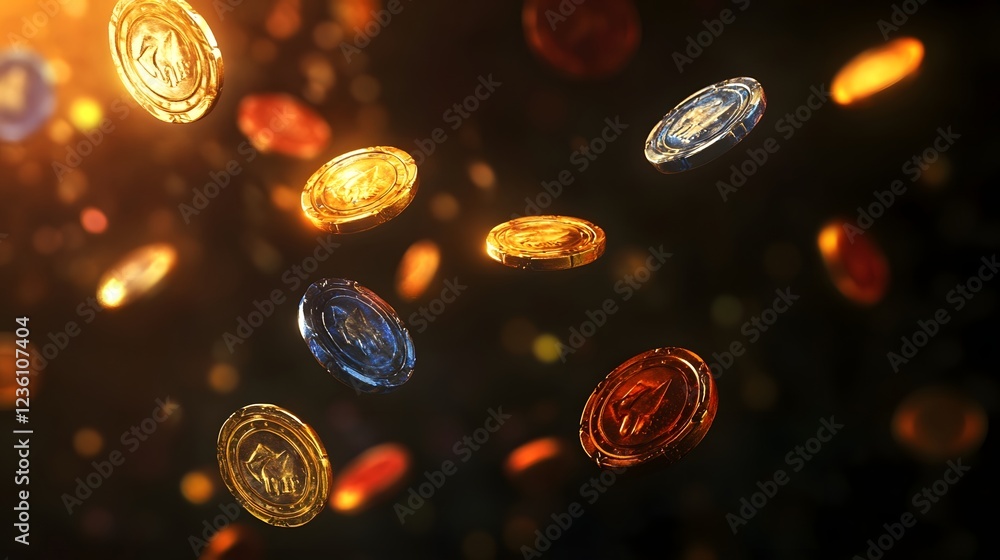 Aufkleber An abstract composition of exploding particles of multicolored light glitter and shimmering energy  The dynamic vibrant and captivating display creates a mesmerizing surreal