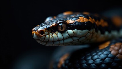 Fototapeta premium Close-up of a reptile's head, showcasing intricate scales and a captivating gaze