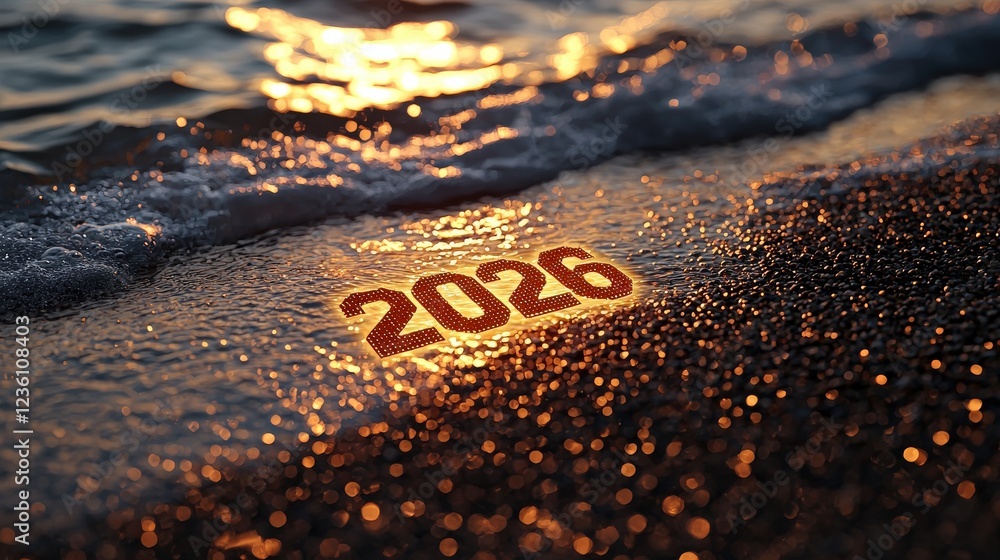 Aufkleber digital technology background with hologram display showcasing futuristic vision for year 2026 in oc