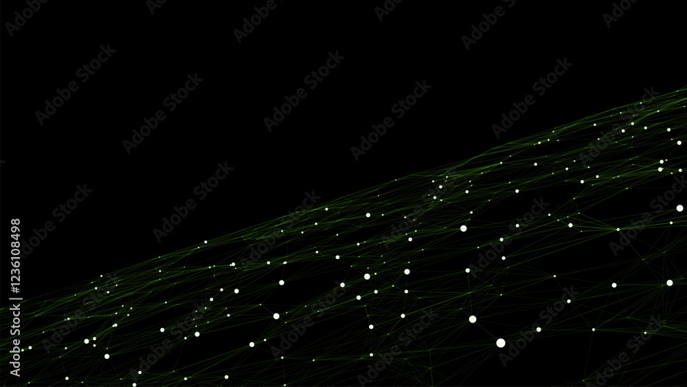 Poster vector technology green perspective grid in infinity. abstract digital wireframe floor with lines. d