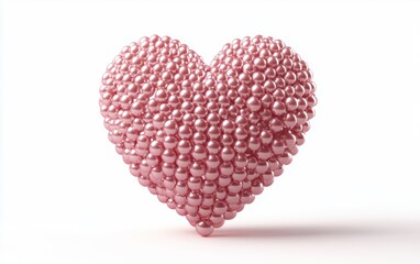 Heart crafted from elegant pearl beads for Saint Valentines Day and 8 March Womens Day isolated on a white background