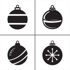 decoration, ball, holiday, ornament, christmas, december, snow, snowflake vector design icon symbol set 