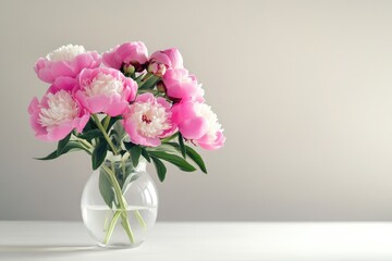 A decorative vase filled with fresh pink and white flowers, perfect for home decor or special occasions