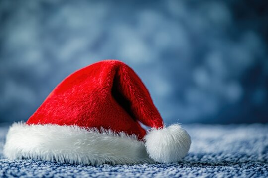 A Santa hat sits atop a bed, perfect for adding holiday cheer to your scene - Powered by Adobe