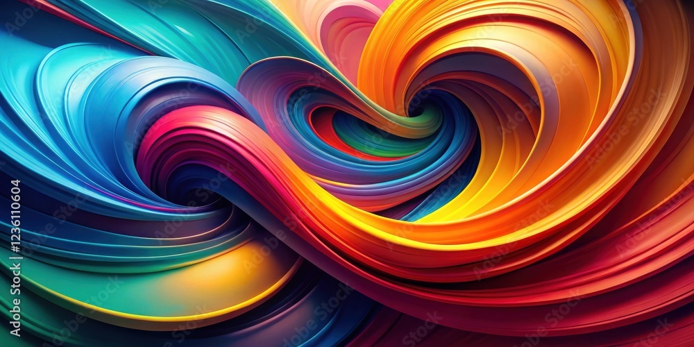 Aufkleber A vibrant abstract pattern of colorful swirling ribbons, creating a captivating visual of motion and fluidity.