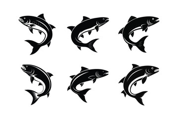 trout fish design, labeled silhouette vector art illustration.