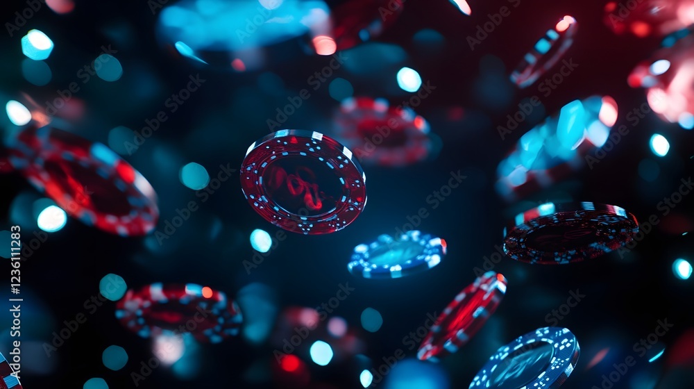 Poster Captivating Futuristic Digital Abstract with Vibrant Lights and Fluid Shapes  Mesmerizing surreal composition of dynamic luminous and iridescent elements creating a sense of motion energy