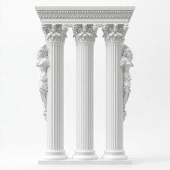 white model of a Greek column on white background