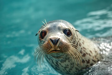 Fototapeta premium Close-up view of a seal swimming in the water