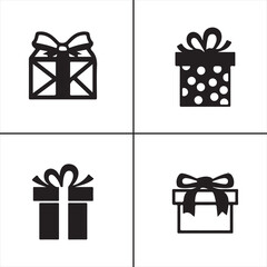 gift, box, birthday, holiday, celebration, decoration, surprise, paper, gifts vector design icon symbol set 