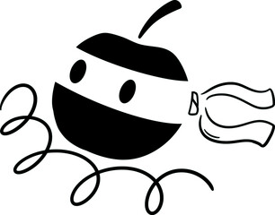 Ninja Apple Cute Illustration