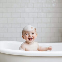 baby taking a bath