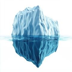 Fototapeta premium Iceberg floating in cold Arctic waters with a hidden underwater part, isolated on a clean white background