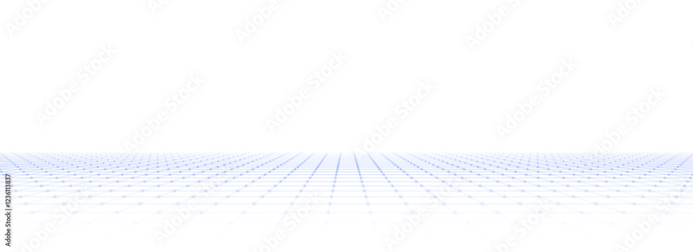 Poster technology perspective grid in infinity. abstract digital wireframe floor with lines. futuristic tex
