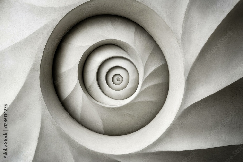 Poster abstract gray spiral pattern illustrating depth and perspective, creating a sense of infinity, perfe