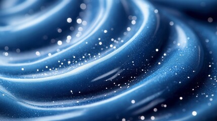 Obraz premium Swirling blue cosmetic cream texture, close-up. Background bokeh. Beauty product shot