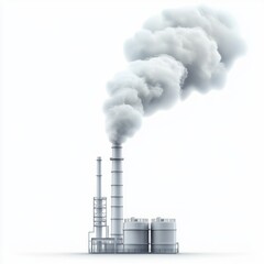 Industrial steam cloud rising from a factory vent, centered on a clean white background