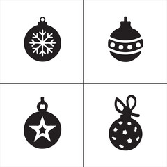 decoration, ball, holiday, ornament, christmas, december, snow, snowflake vector design icon symbol set 