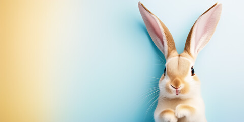 Obraz premium A modern and artistic interpretation of an Easter bunny made of geometric shapes and lines showcases the subject in a vibrant setting