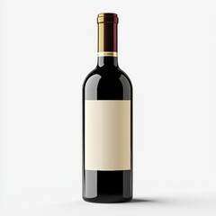 Fototapeta premium Luxury wine bottle mockup with a blank label and elegant curves, placed on a bright white background