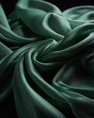 Obraz premium The green silk fabric has a delicate, flowing texture.