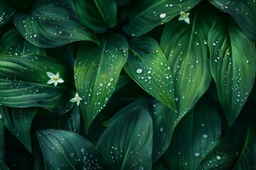 Tropical leaves, abstract green leaves texture, nature background. Neural network ai generated