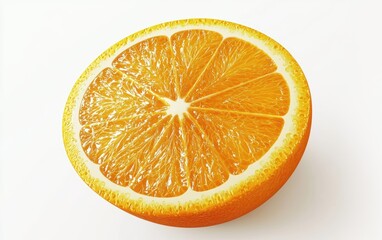 Juicy orange sliced in half with visible pulp isolated on a white background