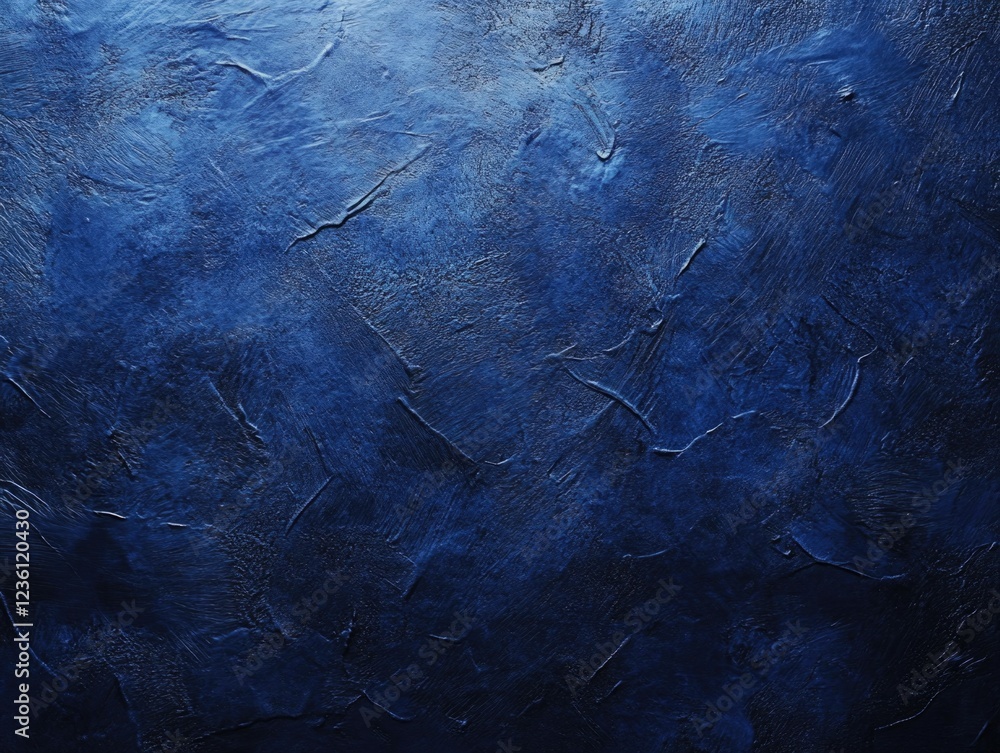Poster an expressionistic painting with dripping technique, blue hues and abstract textures on canvas.