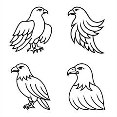 Eagle Bird Silhouette Vector Icon Black and White Background.