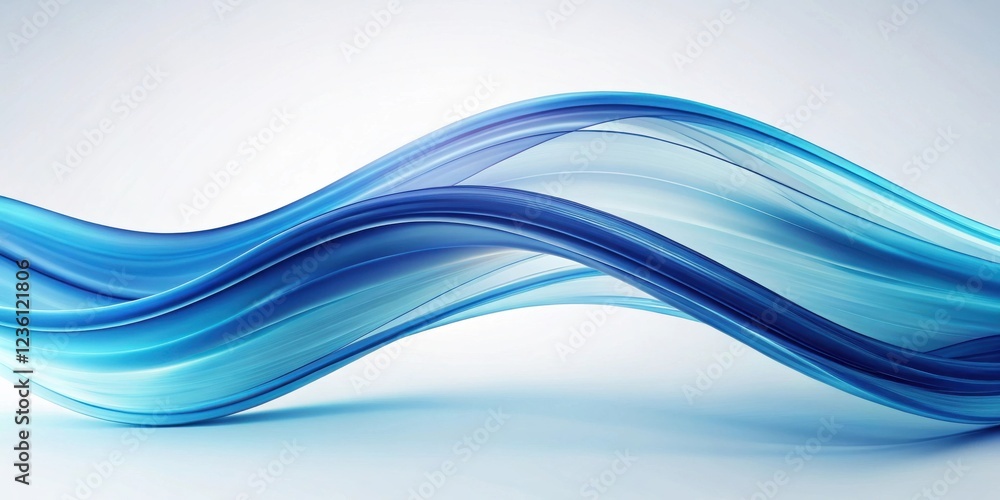 Aufkleber Abstract Flowing Blue Wave Design with Smooth Curves and Subtle Light Reflections