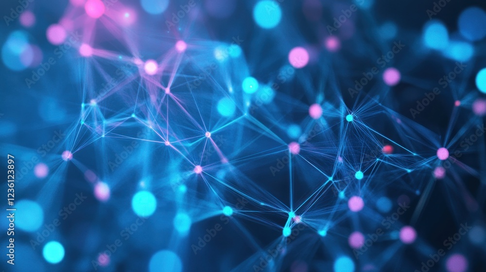 Poster abstract network connections with vibrant colors and depth