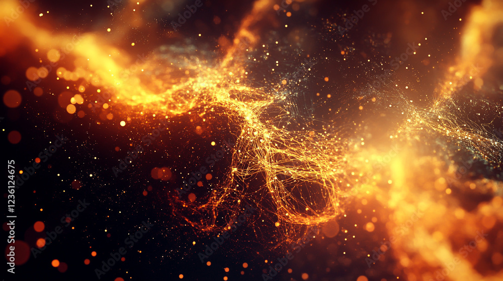 Aufkleber abstract technology background with dynamic energy flows and cybernetic elements cinematic view.