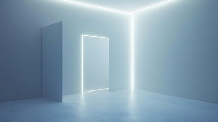 Fototapeta premium Minimalist Room Design With Neon Lighting Accents